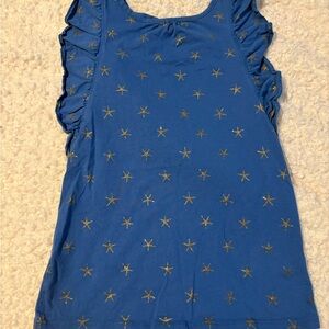 Tea Collection Girls Blue Tank Top with Gold Star Print